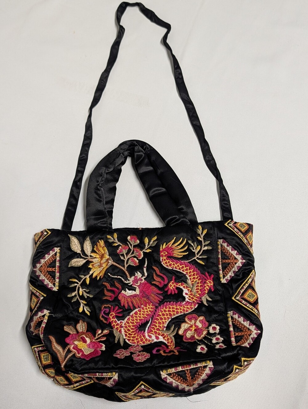 Johnny Was 🔺Lilith Quilted Black Satin Tote